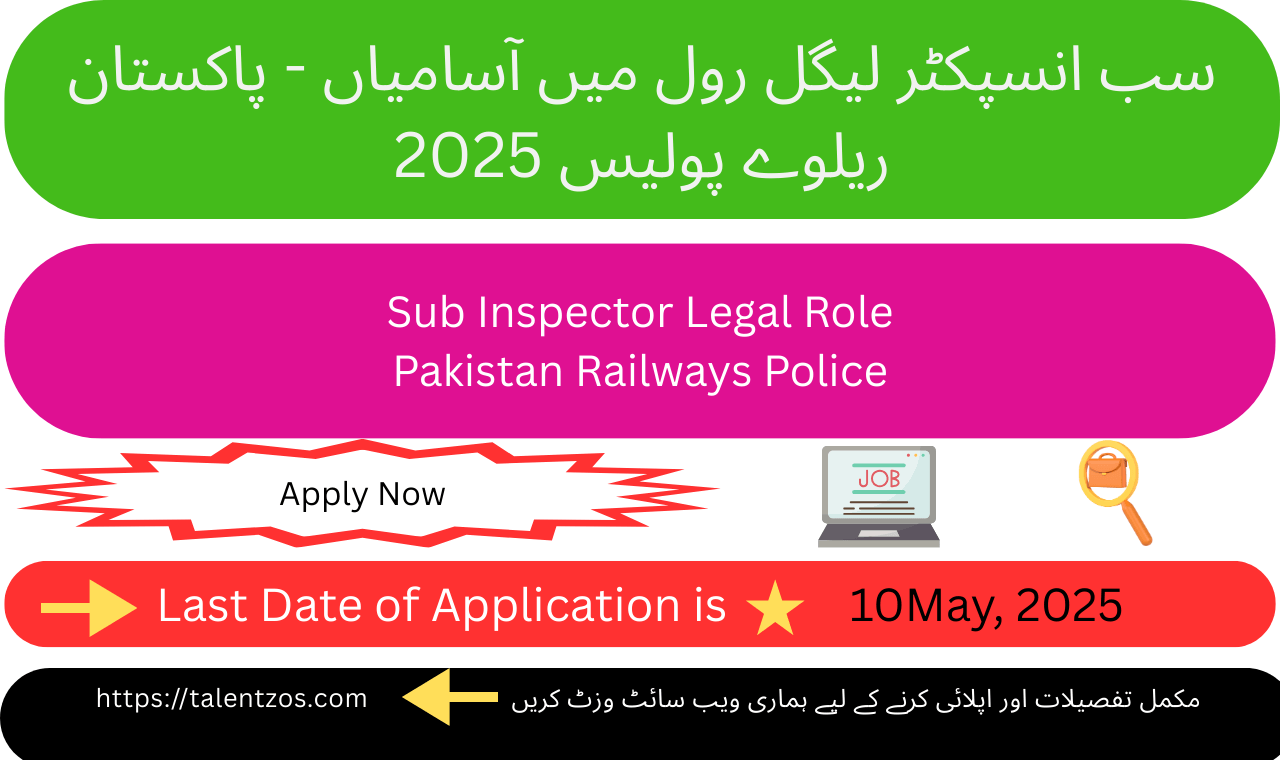 Apply now for the Sub Inspector Legal Role at Pakistan Railways Police – Exciting career opportunities in 2025.