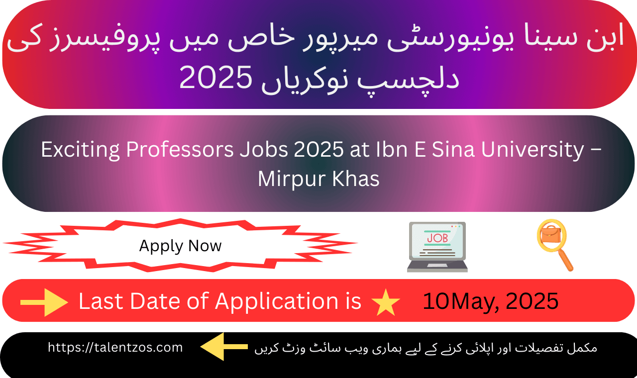 Candidates applying for Professors Jobs 2025 at Ibn E Sina University Mirpur Khas should prepare updated resumes.