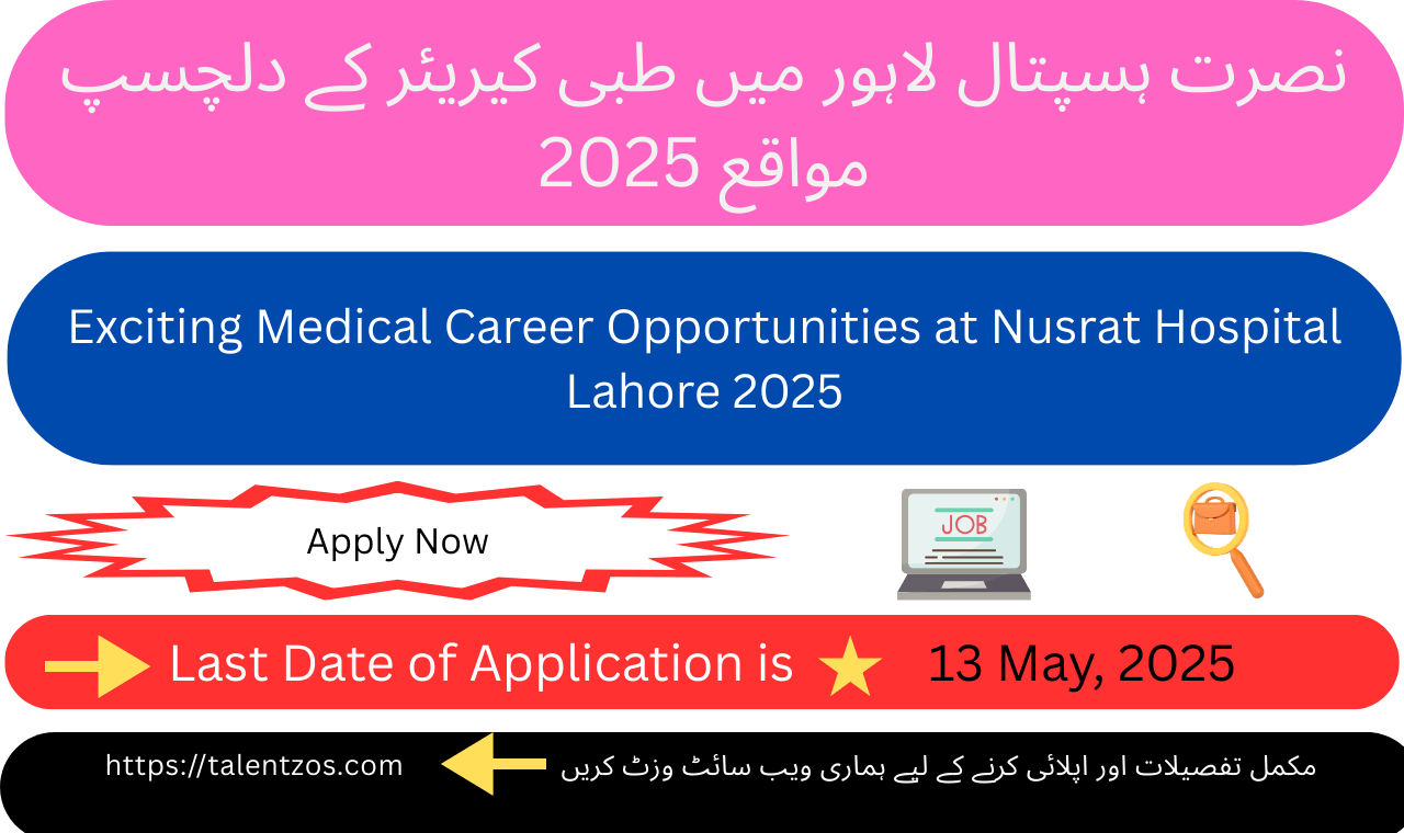 Apply Now for Exciting Medical Career Opportunities at Nusrat Hospital Lahore 2025