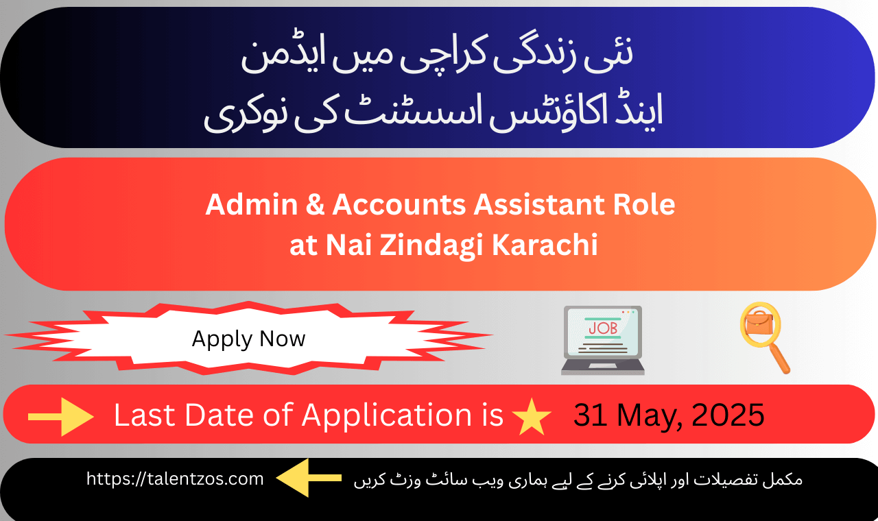 Admin & Accounts Assistant managing tasks at Nai Zindagi, Karachi.