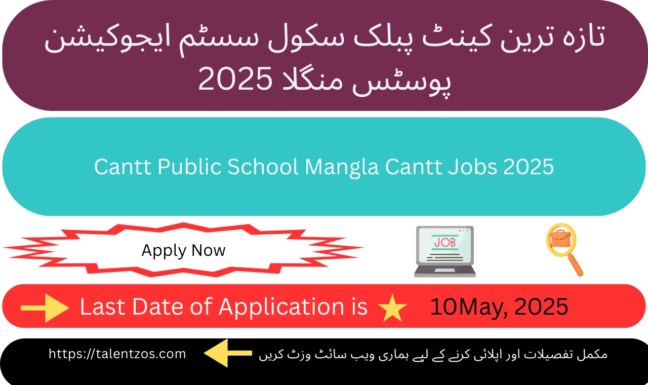 Teachers wanted at Cantt Public School Mangla – Apply now to start a rewarding teaching career in 2025.