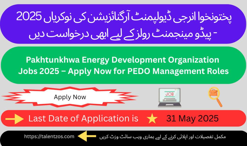 Candidates can apply for PEDO management jobs 2025 in Peshawar with Bachelor to MPhil qualifications before May 31.