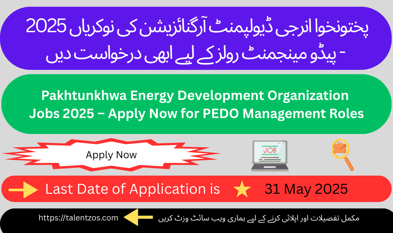 Candidates can apply for PEDO management jobs 2025 in Peshawar with Bachelor to MPhil qualifications before May 31.