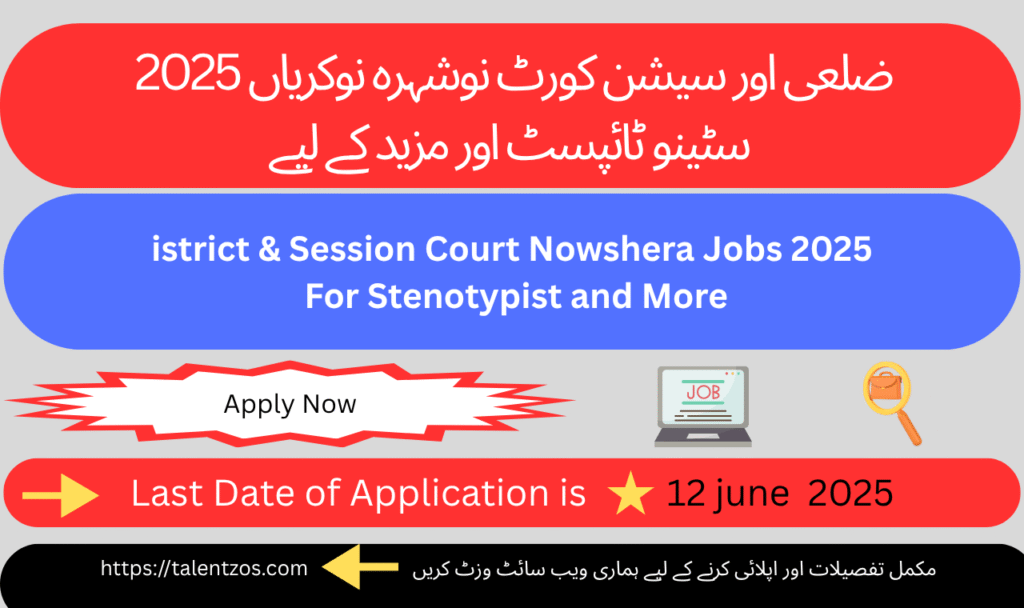 District & Session Court Nowshera Jobs 2025 for stenotypist and drivers