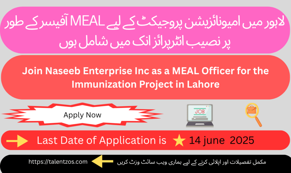 MEAL Officer overseeing immunization data analysis at Naseeb Enterprise Inc, Lahore – enhancing accountability and healthcare outcomes in Pakistan